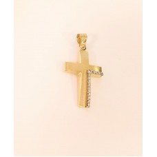 ΓΥΝΑΙΚΕΙΟΣ ΣΤΑΥΡΟΣ ΧΡΥΣΟ ΛΕΥΚΟ (ΠΕΤΡΕΣ ΖΙΡΓΚΟΝ) K14 CRWG83